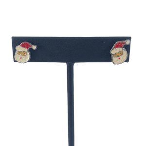 Tiny Enamel Santa Stud Earrings